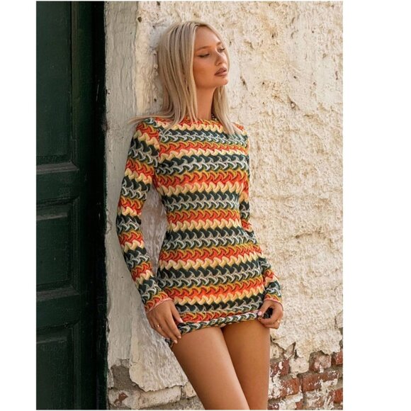 Shein Striped Mini Dress Size 6/M - Picture 4 of 7